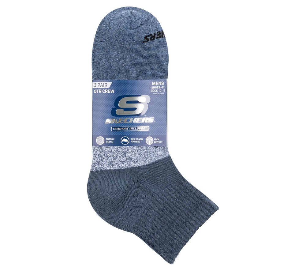 Skechers 3 Pack Men's Colorblock Quarter Socks
