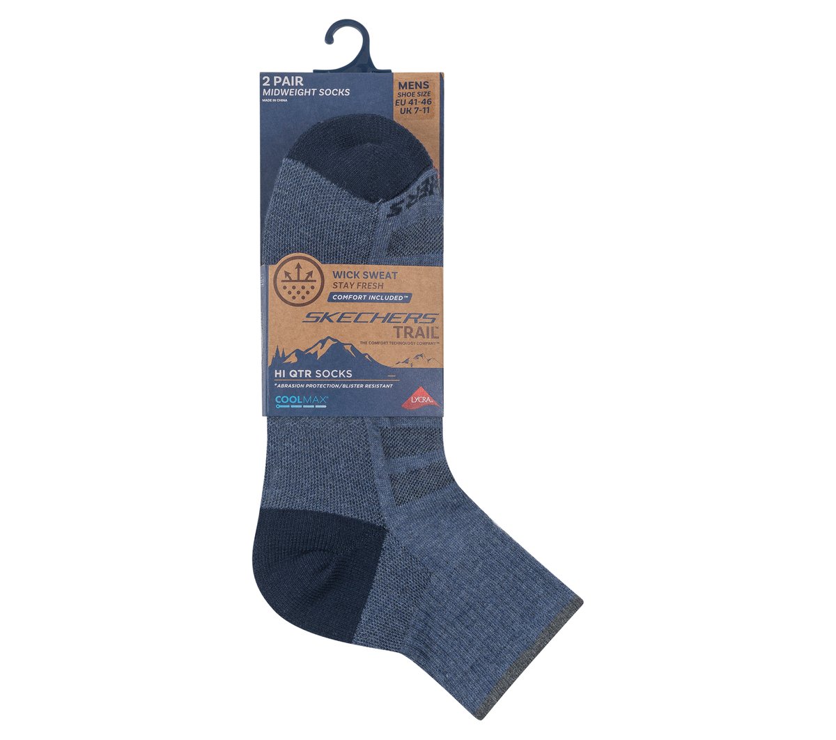 Skechers Mens Trail Quarter Coolmax Socks - 2 Pack