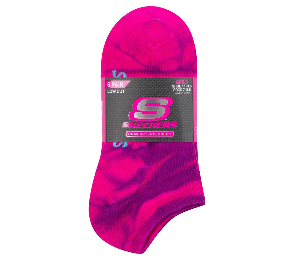 Skechers 6 Pack Girls' Tie Dye Fashion Socks