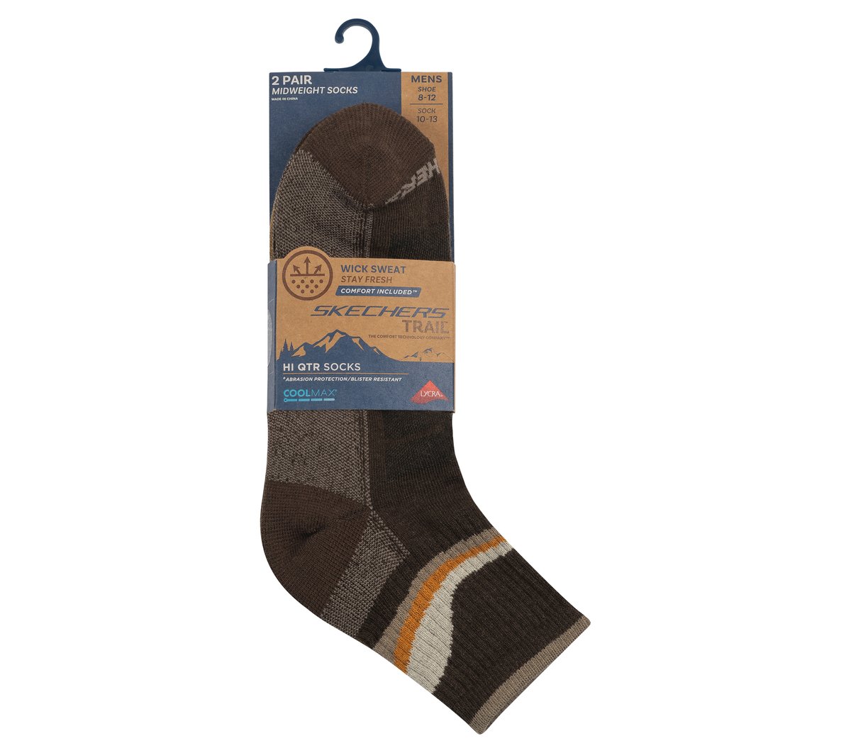 Skechers 2 Pack Men's Quarter Trail Socks